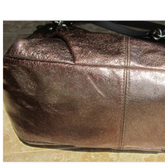 COACH "Brooke" Pewter & Copper Leather Hobo Shoulder Handbag K1176-F17165 - Picture 6 of 10